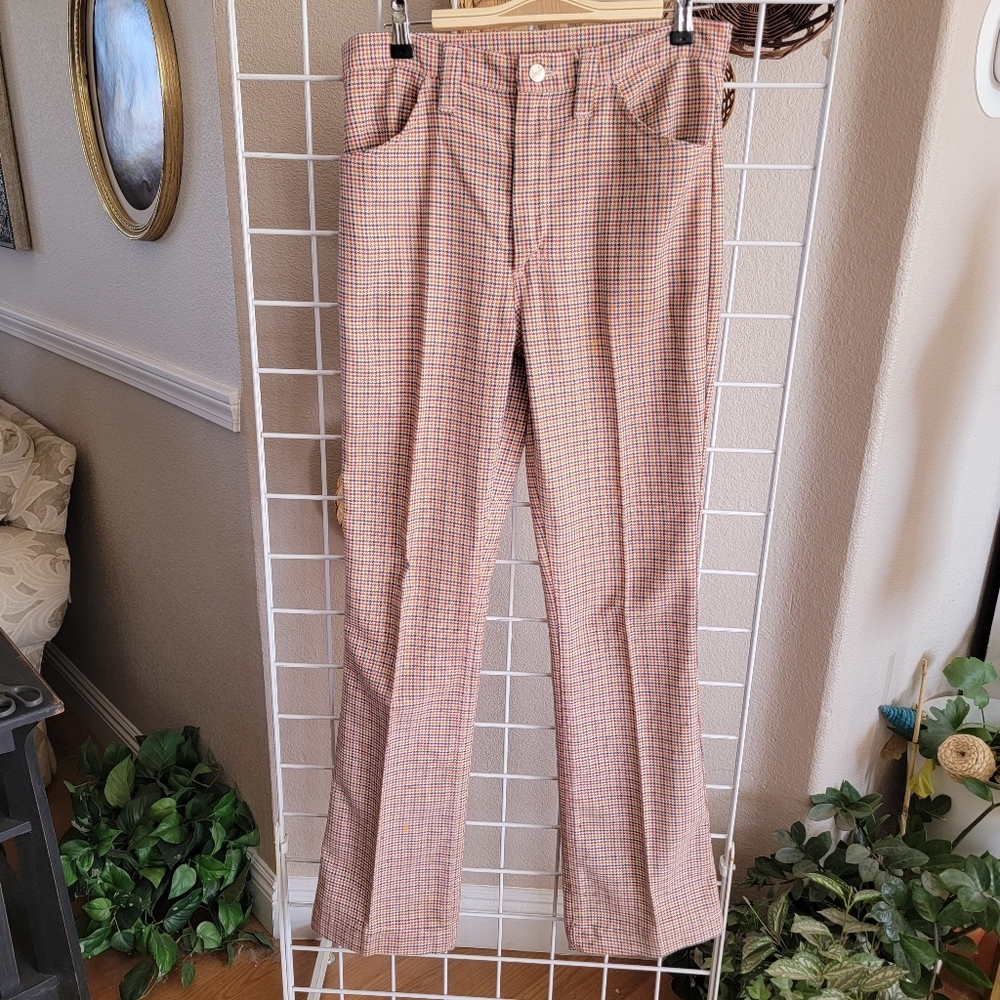 Wrangler Men's Plaid Dress Pants in Brown and Tan